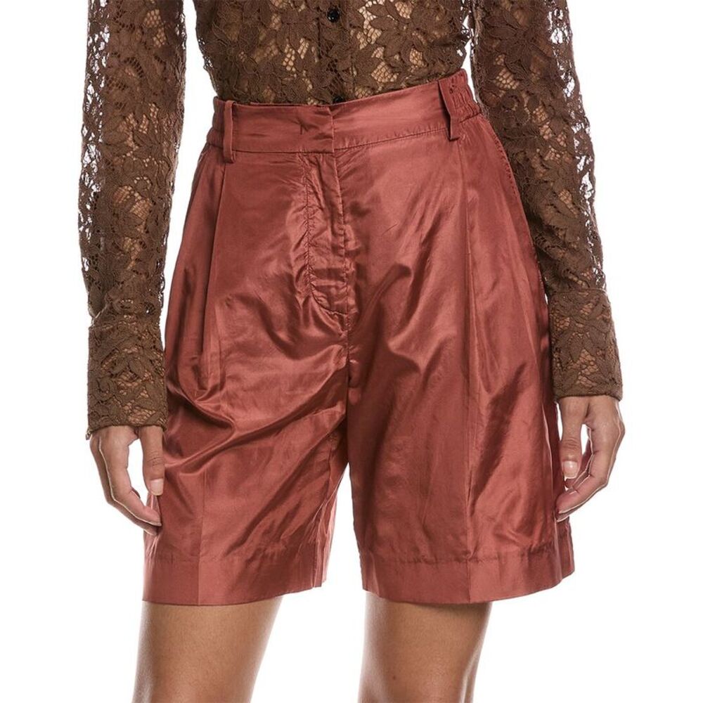 Valentino Womens  Silk Bermuda Short, Brown